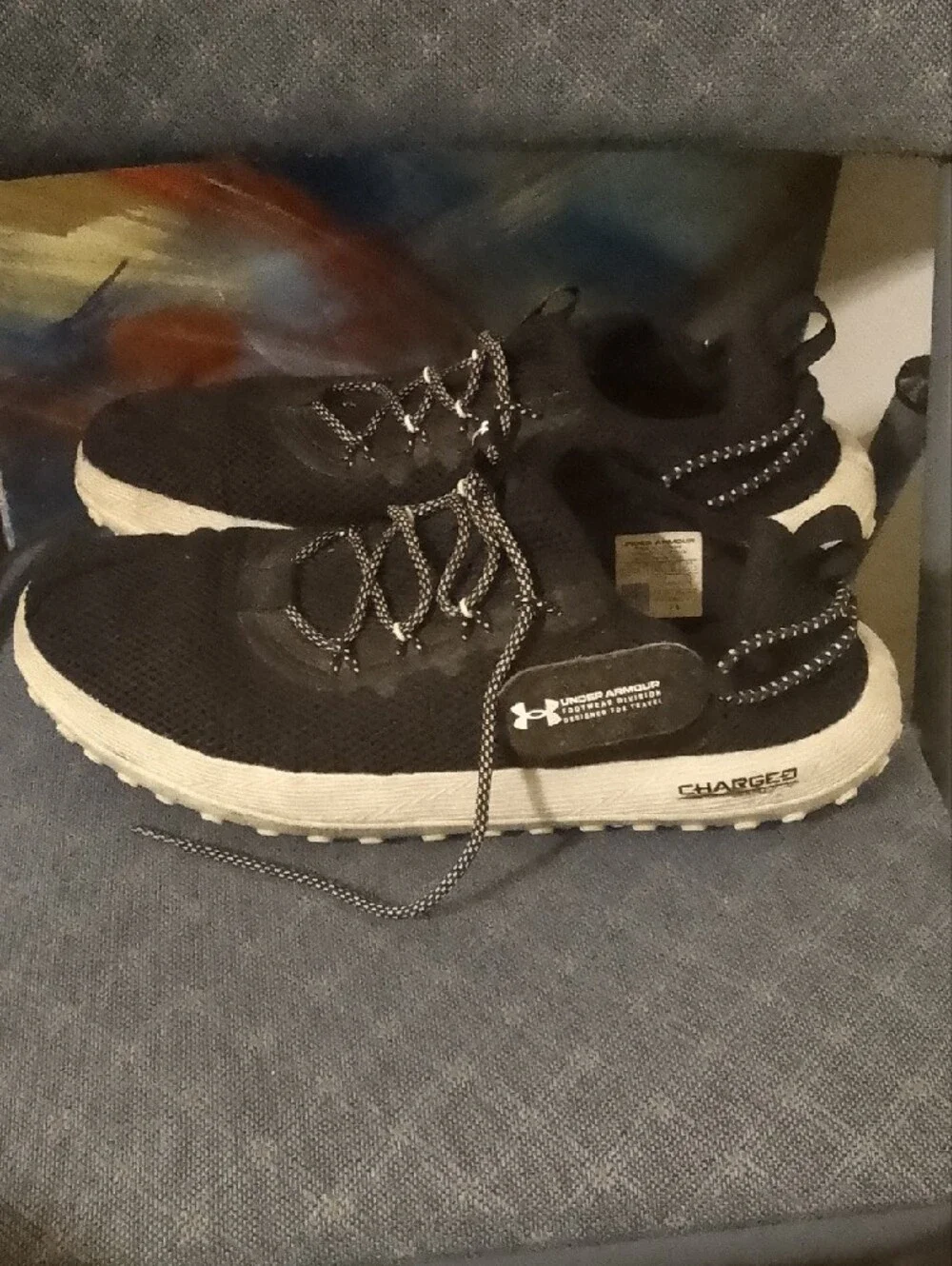 Under Armour Black and White Knit Slip-On Trainers